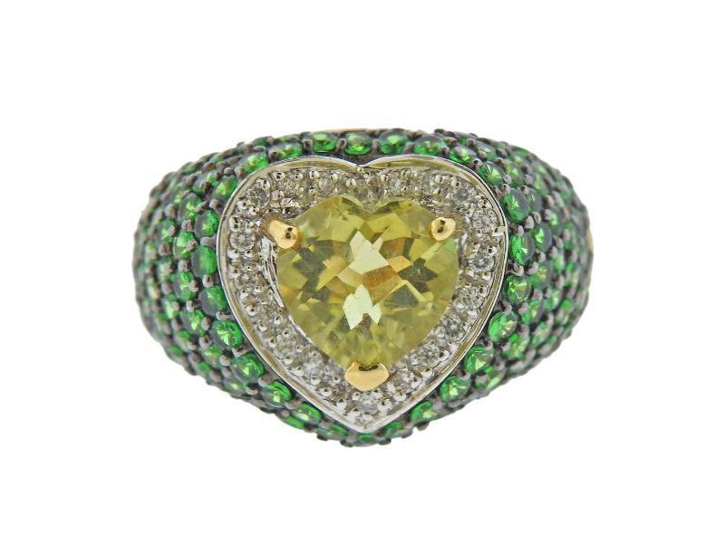 Le Vian LeVian Gold Diamond Lemon Quartz Tsavorite Ring (1 of 4)