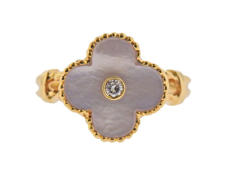 Van Cleef & Arpels Alhambra MOP Diamond 18k Gold Ring (1 of 5)