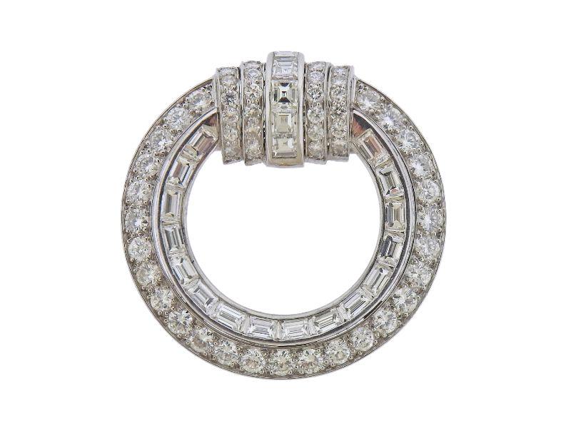 Mid Century 1950's  Platinum 4.00ctw Diamond Brooch Pin (1 of 3)