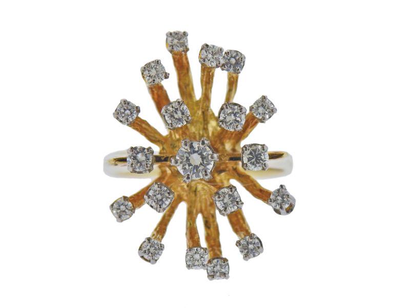1970s 14k Gold Diamond Cluster Ring (1 of 4)