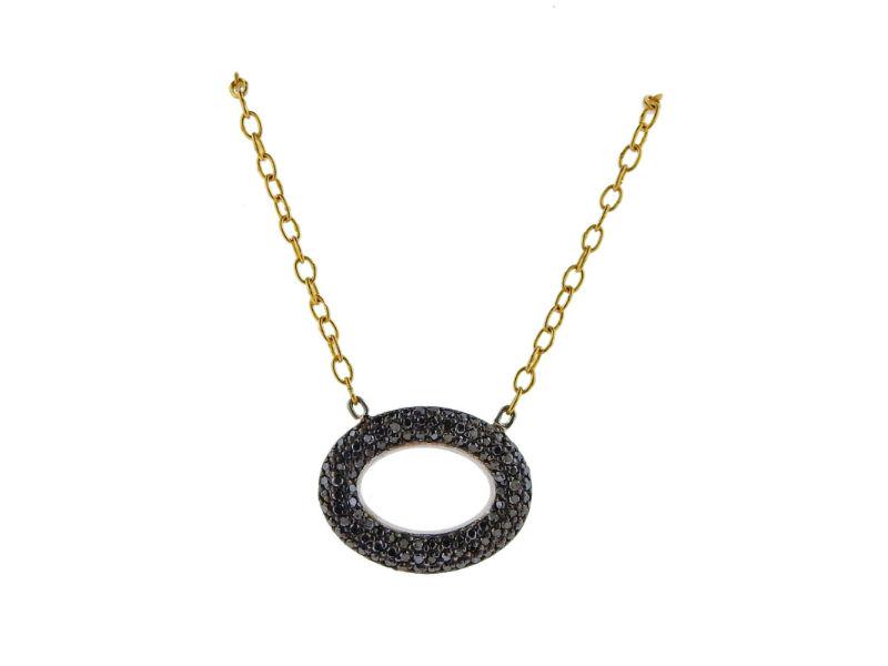 Gurhan Galahad Gold Black White Diamond Reversible: Brand new item made in 18k gold and 22K gold Galahad Pave reversible necklace by Gurhan, set with approx. 0.63ctw of black diamonds and 0.42ctw in GH/VS white diamonds. Necklace is 16-18" long, pendan