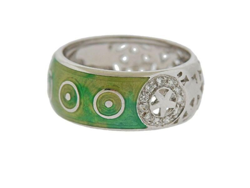 La Nouvelle Bague Gold Green Enamel Diamond Band Ring (1 of 4)