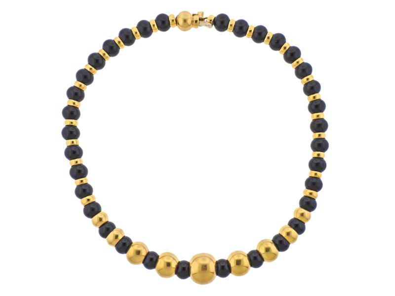 1980s Marina B Sfera Onyx Gold Bead Necklace (1 of 4)