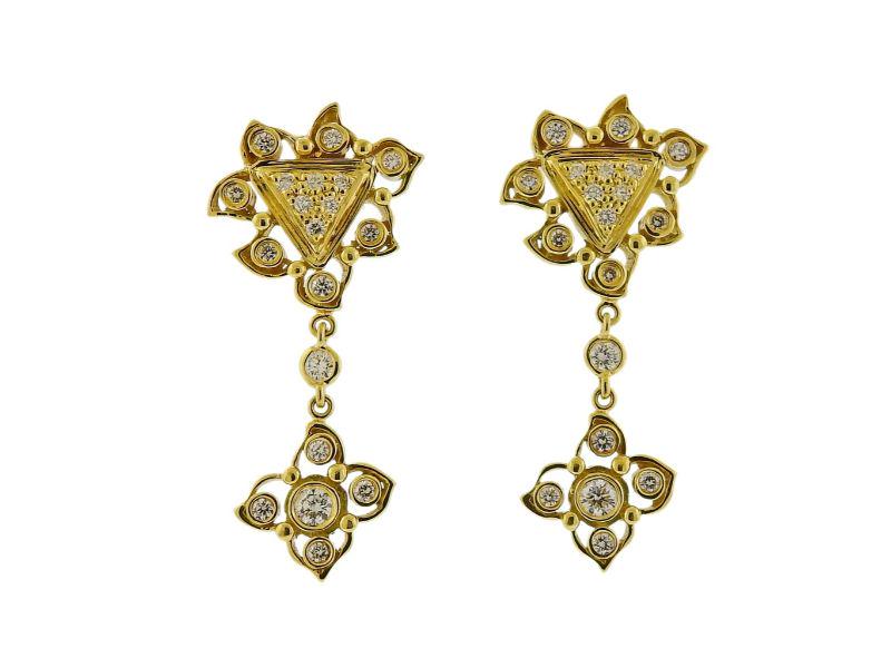 Doris Panos Double Desire Gold Diamond Drop Earrings (1 of 3)