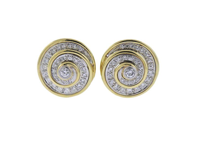1980s 18k Gold Diamond Swirl Earrings (1 of 5)
