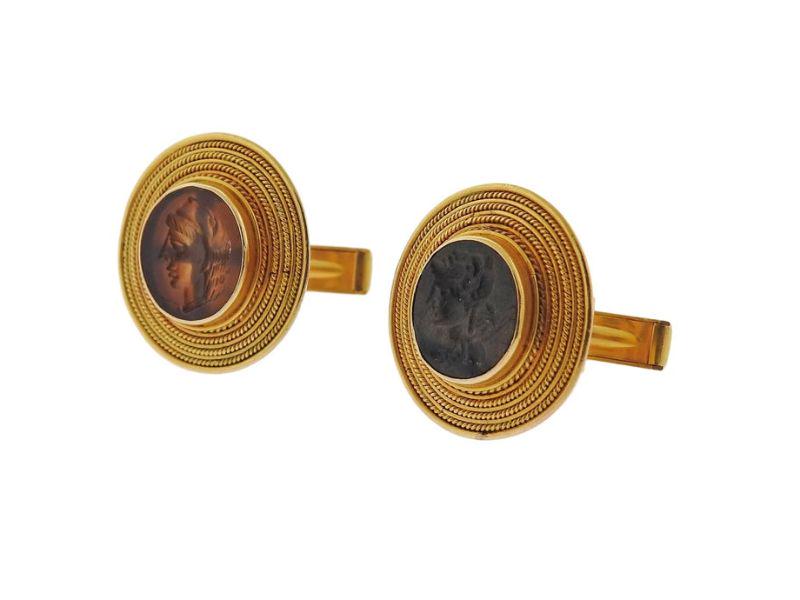 Ancient Roman Intaglio Gold Cufflinks (1 of 4)