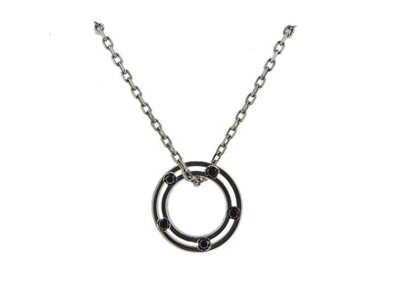 Damiani Gold Black Diamond Circle Pendant Necklace (1 of 4)