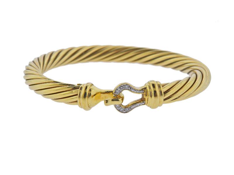 David Yurman 18k Gold Diamond Cable Hook Bracelet (1 of 4)