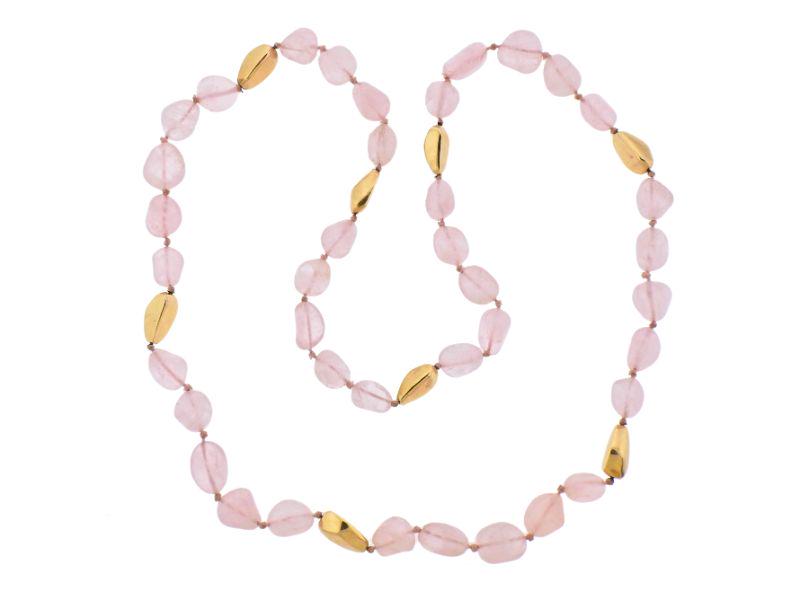 Van Cleef & Arpels 18k Gold Rose Quartz Necklace (1 of 5)