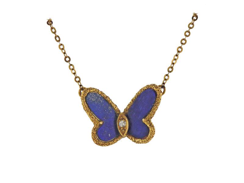 Van Cleef & Arpels Lapis Diamond Butterfly Pendant 18k (1 of 4)