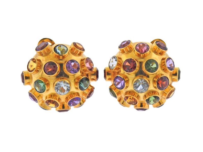 18k Gold Multi Gemstone Sputnik Earrings (1 of 5)