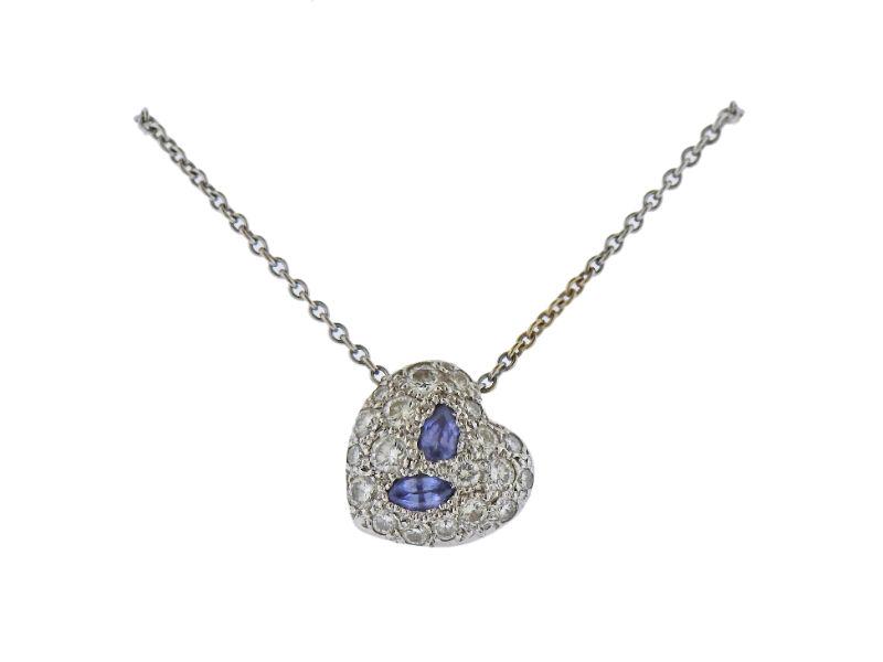 Pomellato Tabou 18k Gold Diamond Sapphire Heart Pendant (1 of 4)