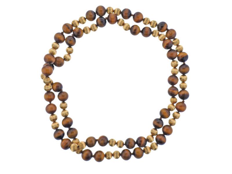 14k Gold Tiger's Eye Bead Necklace (1 of 3)