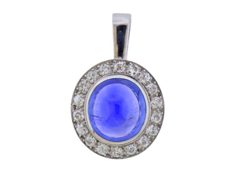 EGL 11.90ct No Heat Sapphire Cabochon Gold Diamond (1 of 4)