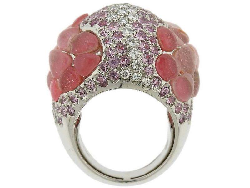 Porrati Pink Sapphire Gemstone Diamond Dome Ring (1 of 6)