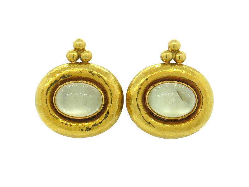 Elizabeth Gage Gold Moonstone Cabochon Earrings (1 of 4)