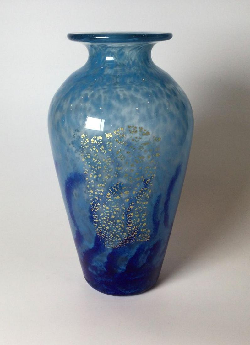 Daum & Nancy Blue Gold Art Glass Vase (1 of 7)