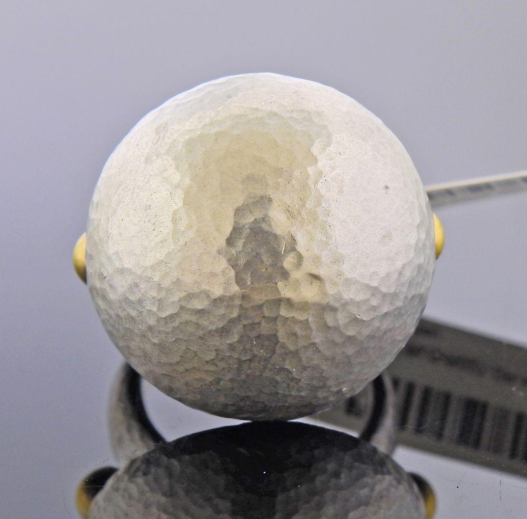 Gurhan Hammered Silver 24k Gold Dome Ring (1 of 4)