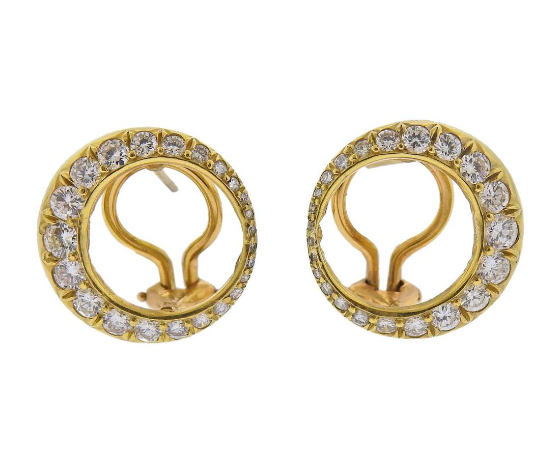 18k Gold 1.78cts Diamond Open Circle Earrings (1 of 4)
