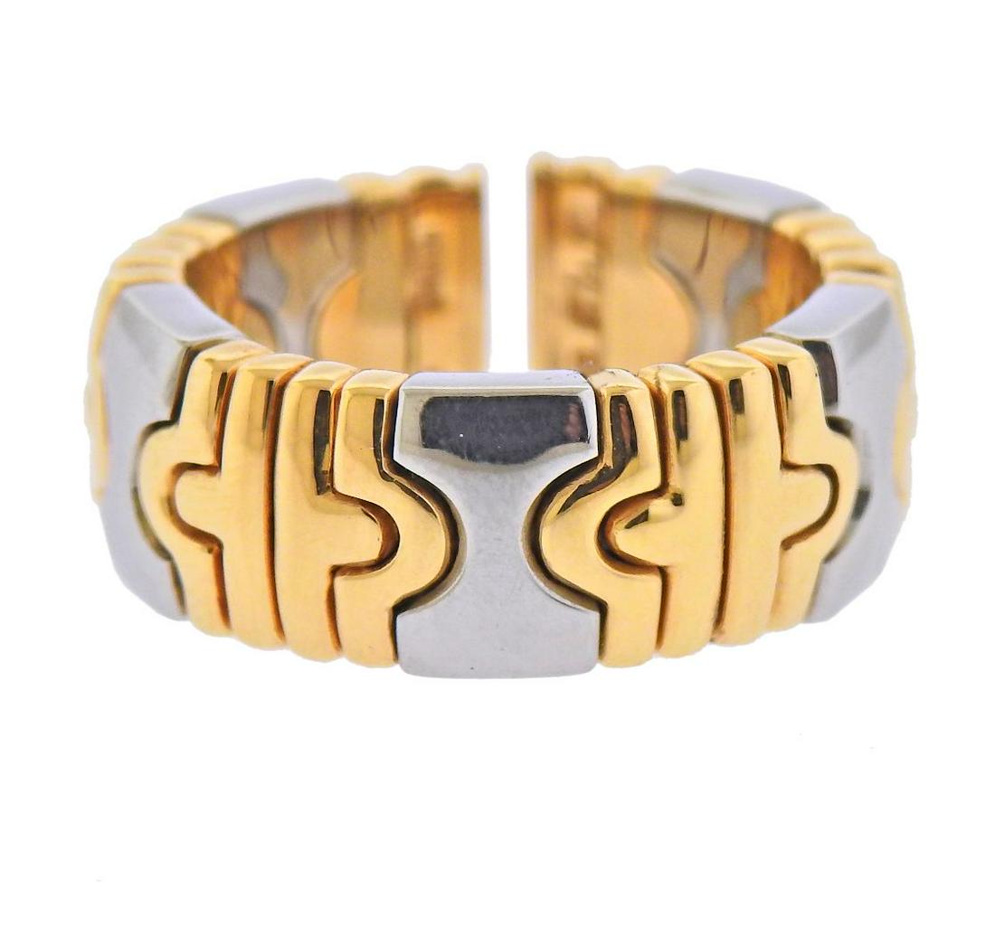 Bvlgari Bulgari Parentesi 18k Gold Steel Band Ring (1 of 5)