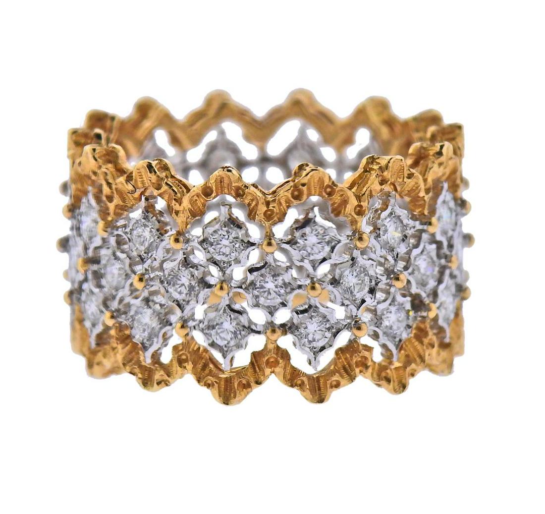Buccellati 18k Gold Diamond Wide Band Ring (1 of 3)