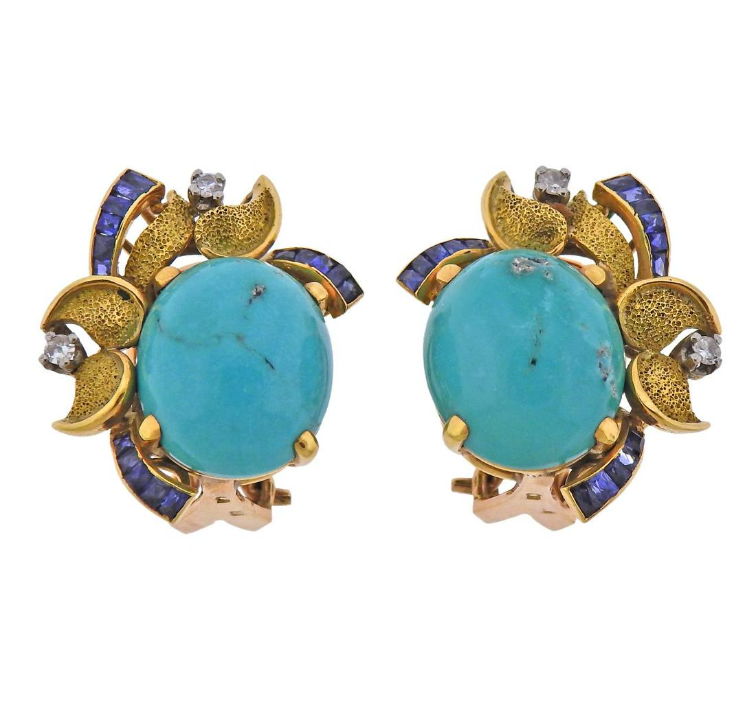 Continental 18k Gold Diamond Sapphire Turquoise (1 of 5)