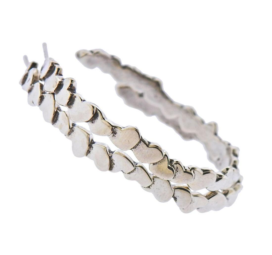Tiffany & Co Paloma Picasso Heart Silver Hoop Earrings (1 of 4)