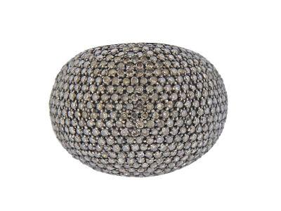 Silver 18k Gold Diamond Dome RIng (1 of 5)