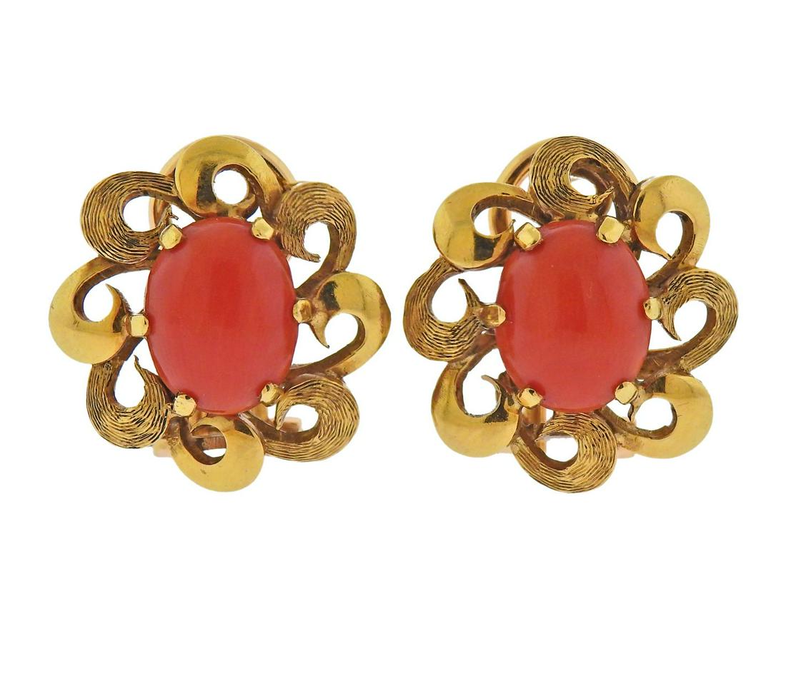1960s 18k Gold Coral Earrings (1 of 4)
