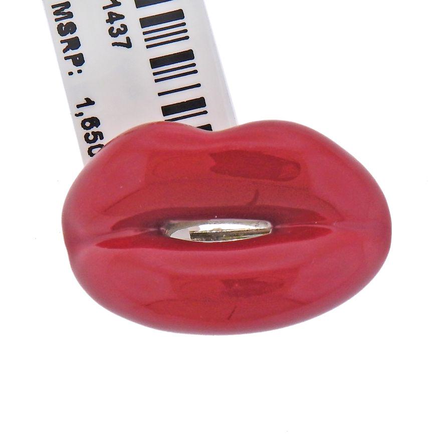 Solange Azagury Partridge Hot Lips Enamel Silver Brooch (1 of 3)