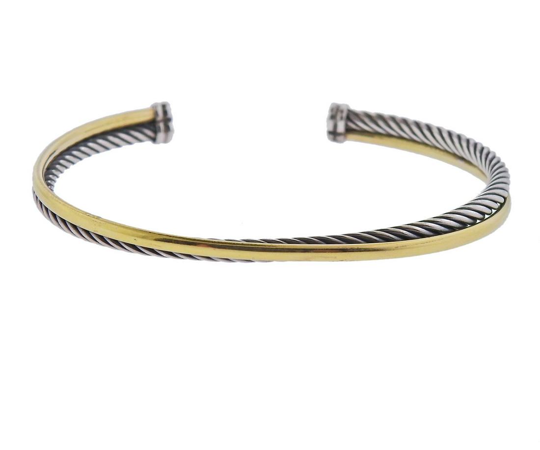 David Yurman Silver 18k Gold Cable Crossover Bracelet (1 of 4)