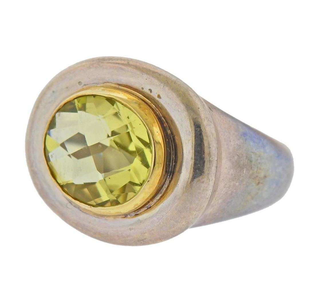 Tiffany & Co Picasso Silver 18k Gold Peridot Ring (1 of 4)