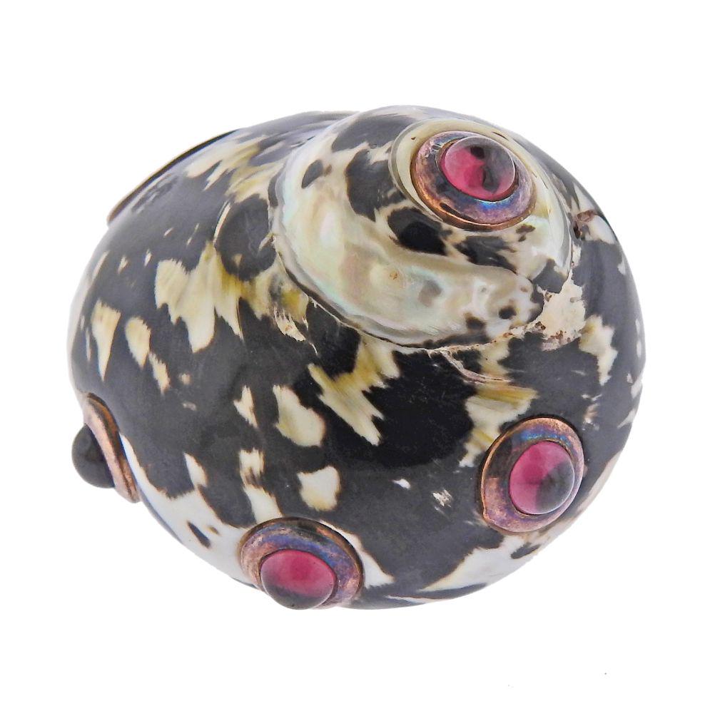 Large Sterling Silver Gemstone Shell Ring (1 of 6)