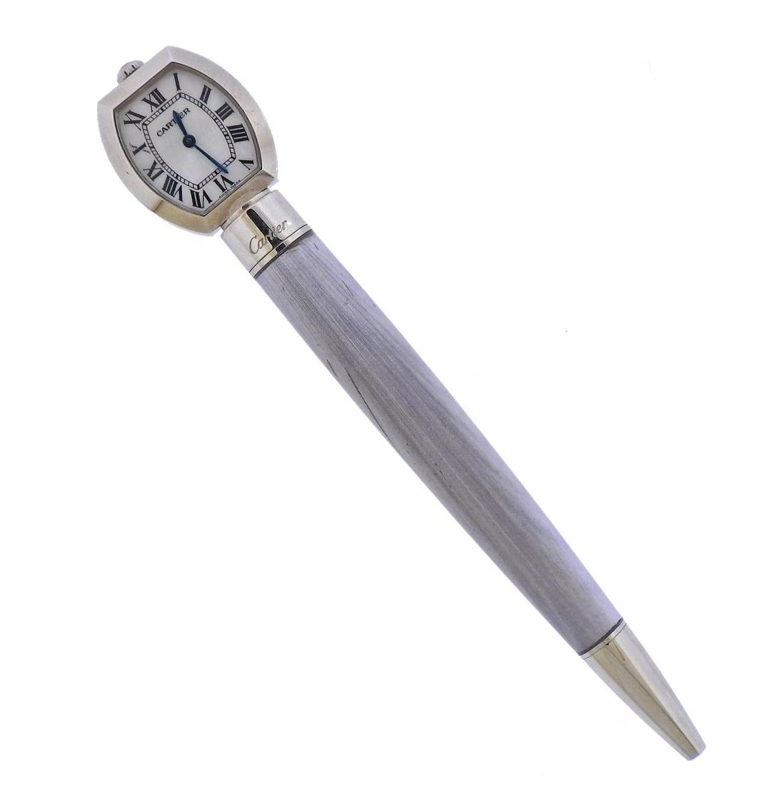 Cartier Stainless Steel MOP Quartz Watch Ballpoint Pen (1 of 5)