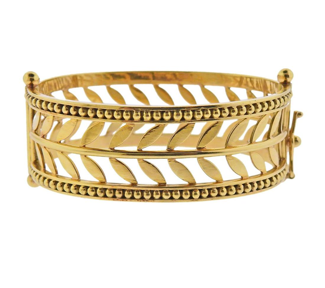 Temple St. Clair 18k Gold Bangle Leaf Bracelet (1 of 4)