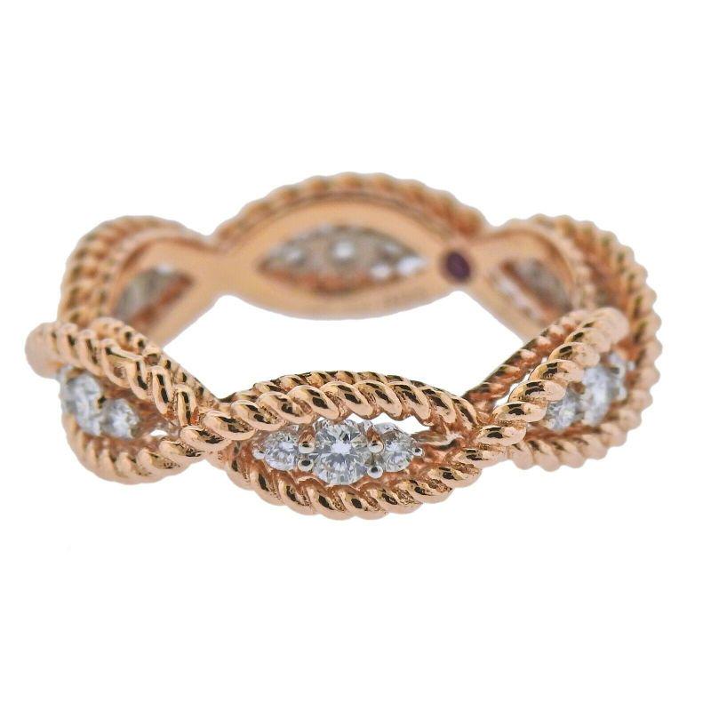 Roberto Coin Barocco 18k Rose Gold Diamond Woven Ring (1 of 5)
