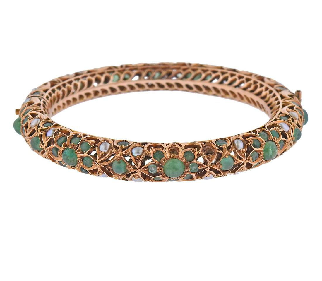 Van Cleef & Arpels Gold Emerald Pearl Bracelet (1 of 7)