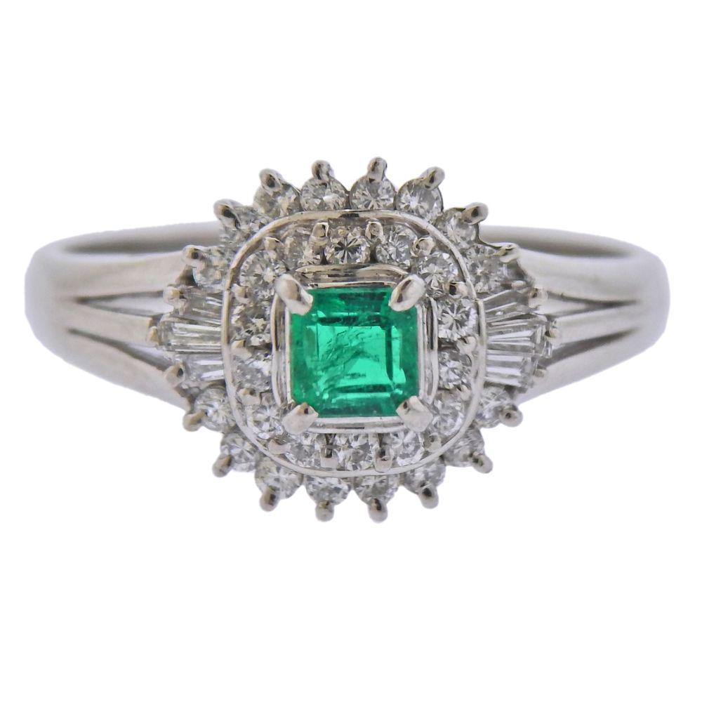 Platinum Diamond Emerald Ring (1 of 3)