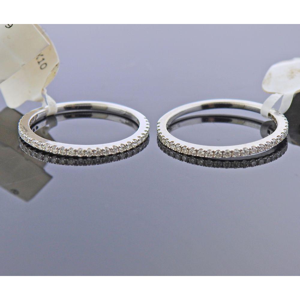 Memoire 18k Gold Diamond Wedding Band Ring 2pc (1 of 3)