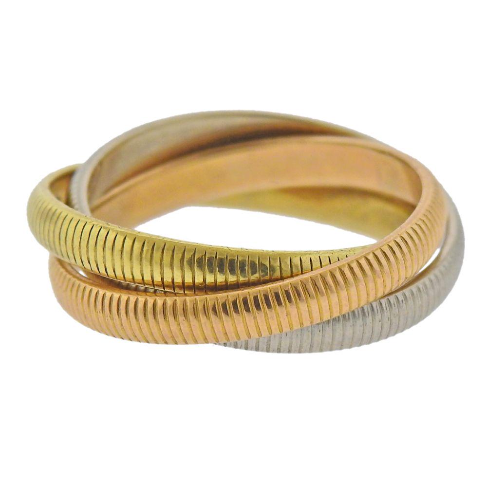 Cartier Vintage 18k Ribbed Gold Rolling Band Ring (1 of 2)