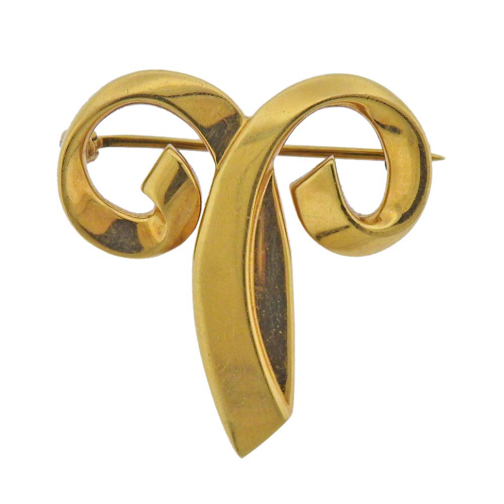 Tiffany & Co Picasso 18k Gold Aries Zodiac Sign Brooch (1 of 4)