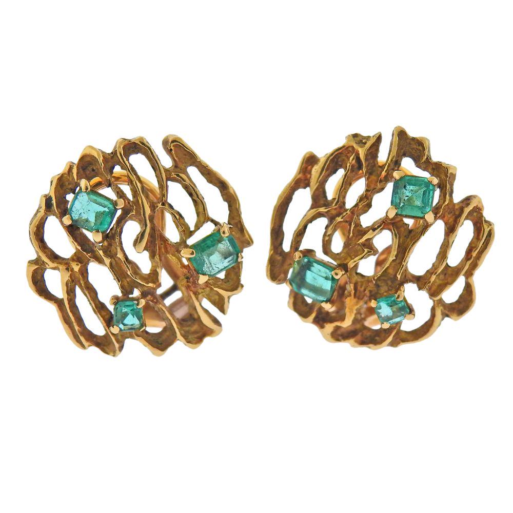 1970s 18k Gold Emerald Earrings (1 of 4)