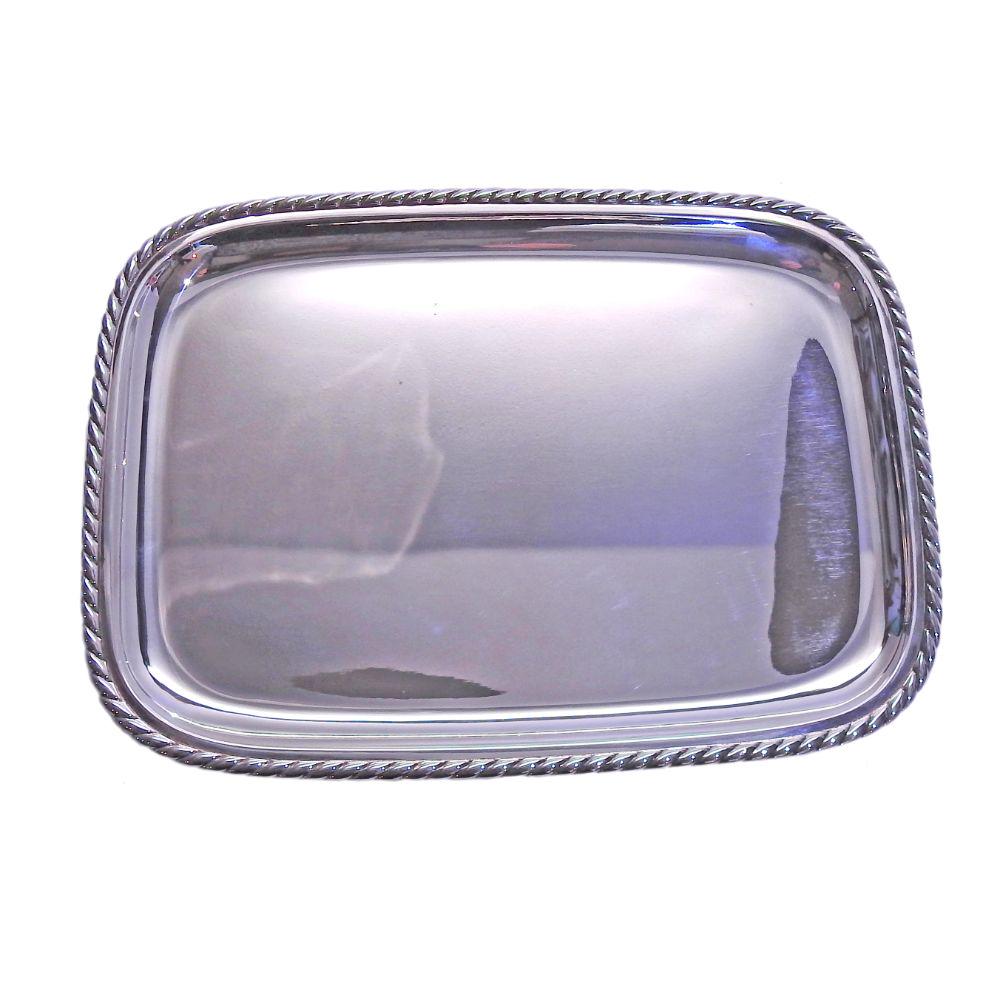 Buccellati Sterling Silver Prestigio Mario Rectangle: Measures 0.5" x 12.75" 9.25". Marked: Buccellati, 925, Italy. Weight - 22.6 ozt. Retail $5700.