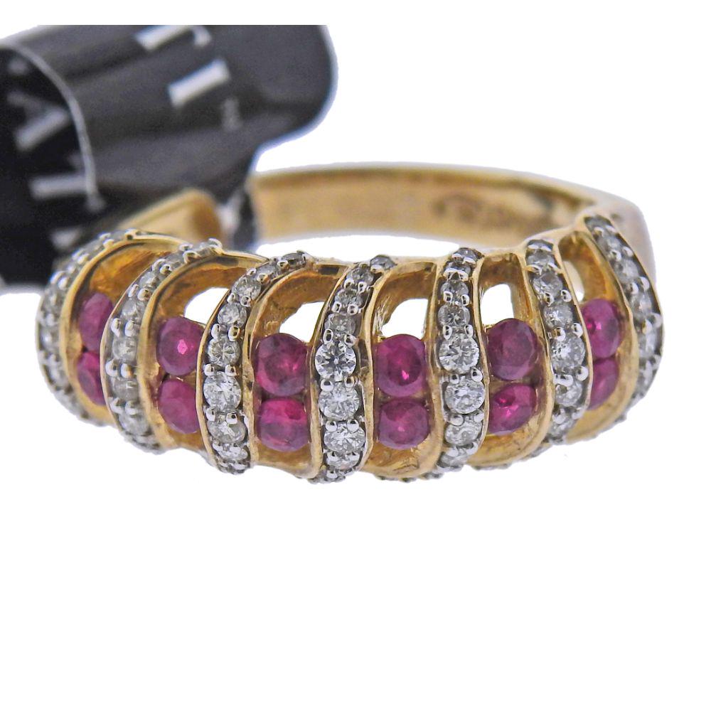 Kallati Yellow Gold Diamond Ruby Ring (1 of 3)
