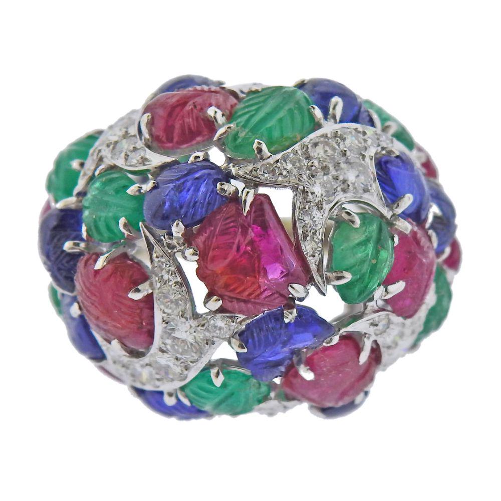 David Webb Gold Platinum Tutti Frutti Diamond Ring (1 of 5)