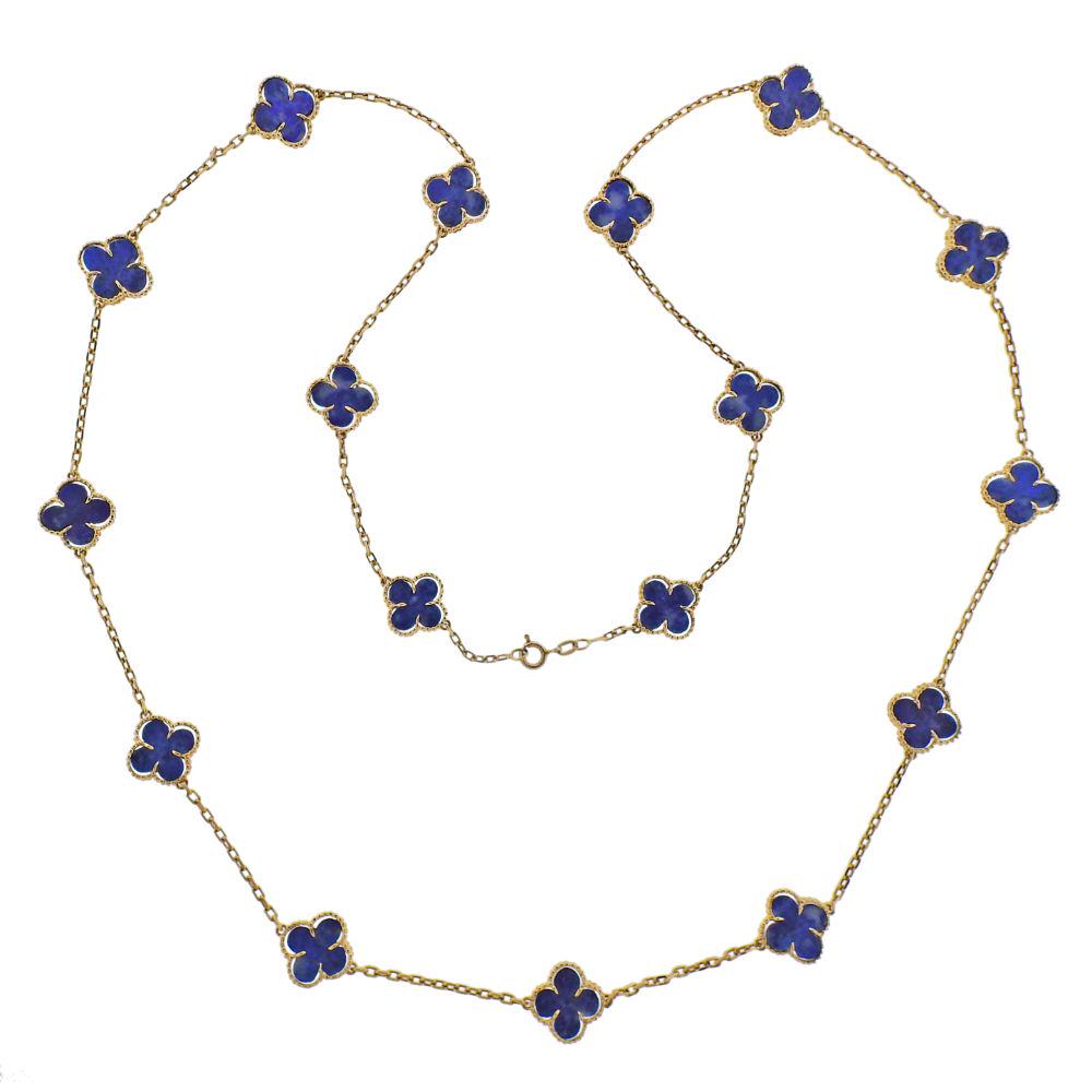 18k Gold Lapis Clover Necklace (1 of 5)