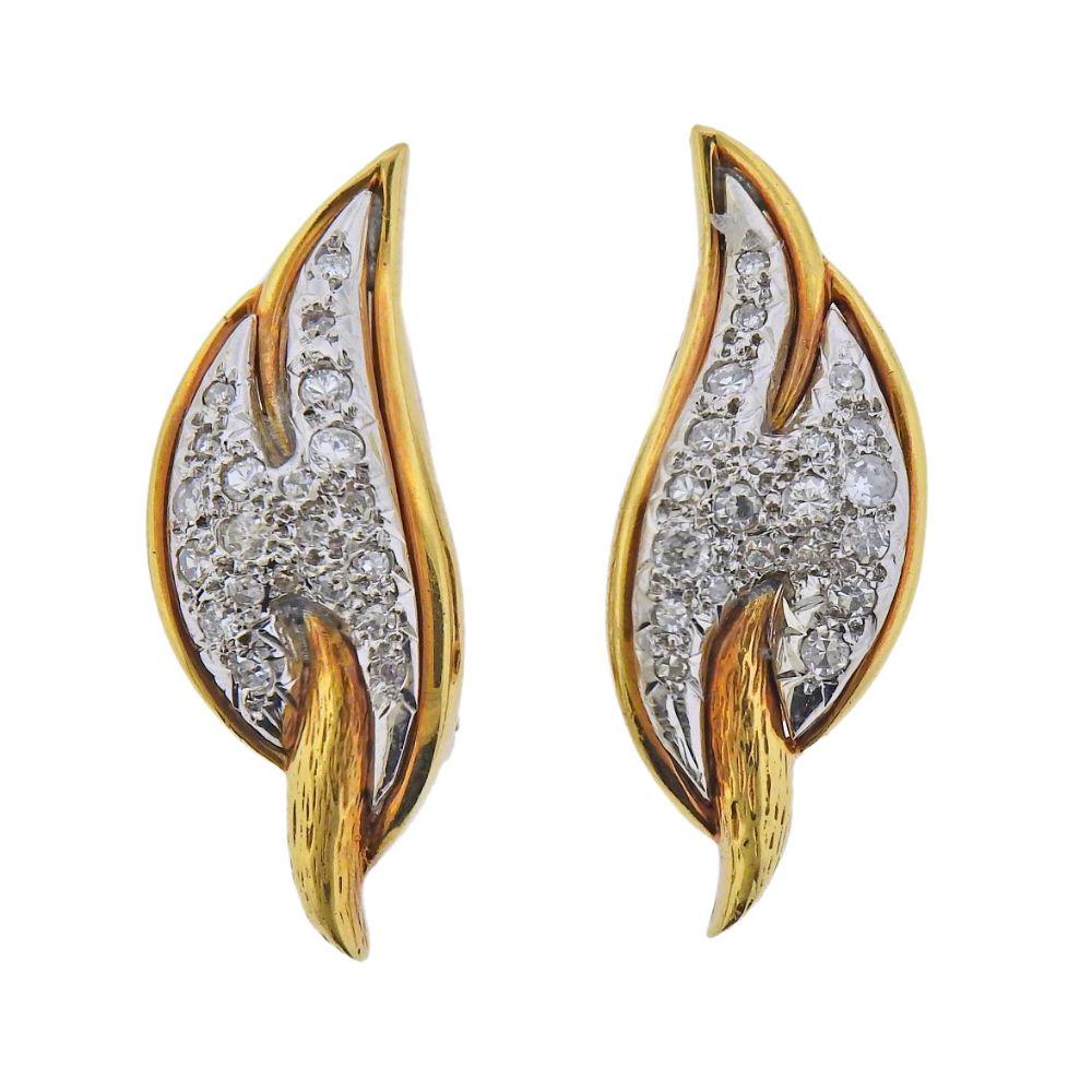 1980s 18k Gold Diamond Earrings (1 of 4)