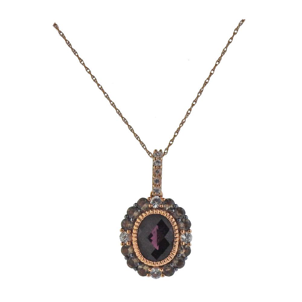 LeVian Le Vian 14k Gold Garnet Diamond Pendant Necklace (1 of 5)