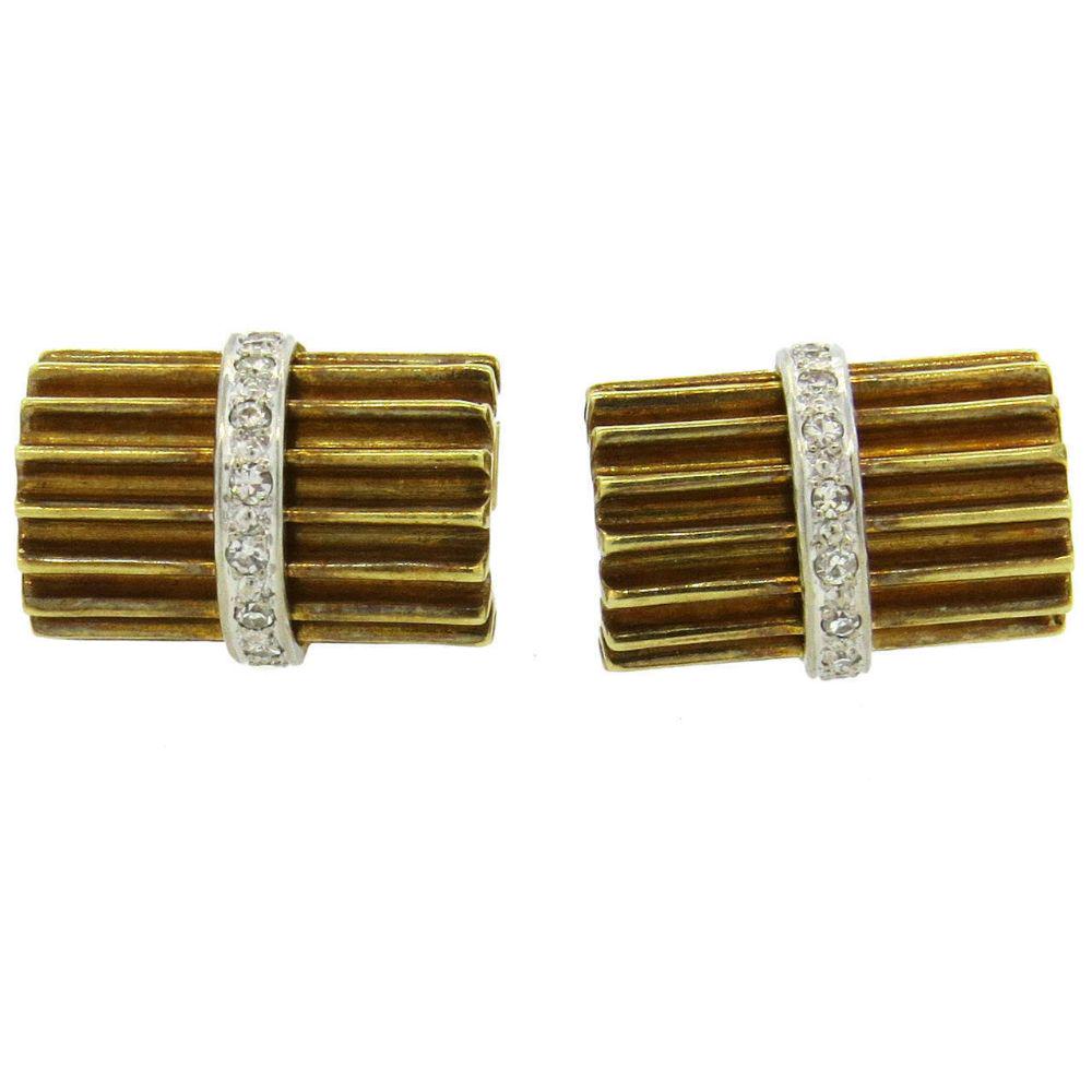Mid Century Diamond 18k Gold Cufflinks (1 of 3)