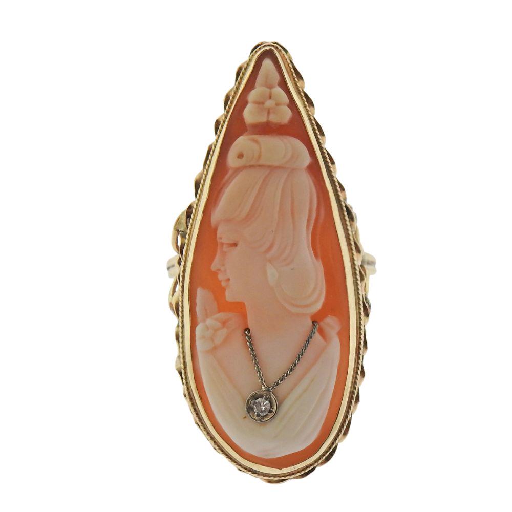 14k Gold Cameo Diamond Ring (1 of 4)